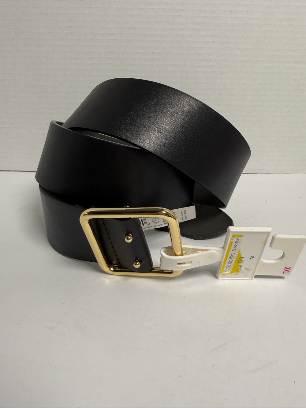 Classic Black Leather Women’s Belt with Gold Buckle Sz XXL